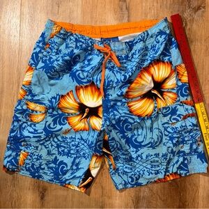 vintage y2k 2000s ocean pacific hawaii floral tribal swim boardshorts surf Large